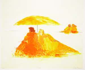 Wil Willemsen - Zeefdruk, Strand verkocht voor € 1!