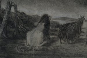 Carel Willink - Leeuw en Lama’s in landschap 1957 kopen? Bied vanaf 400!