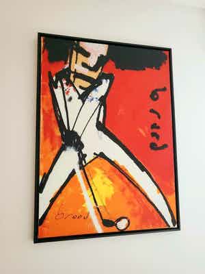 Herman Brood - Golfer handgesigneerd op linnen verkocht voor € 250!