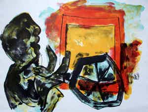 Jan Sierhuis - litho: Vrachtwagenchauffeur - 1995 verkocht voor € 70!