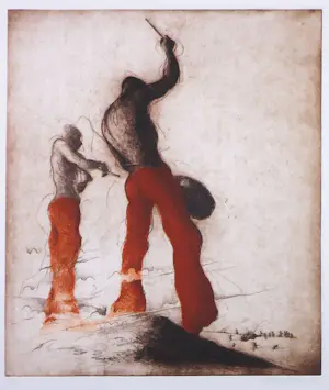 Ronald Tolman - Ets op papier, Zuid Afrika - Ingelijst kopen? Bied vanaf 70!