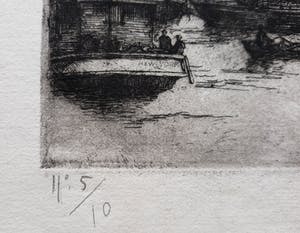 Henry Wilfrid Deville - East River Docks New York, ets kopen? Bied vanaf 250!