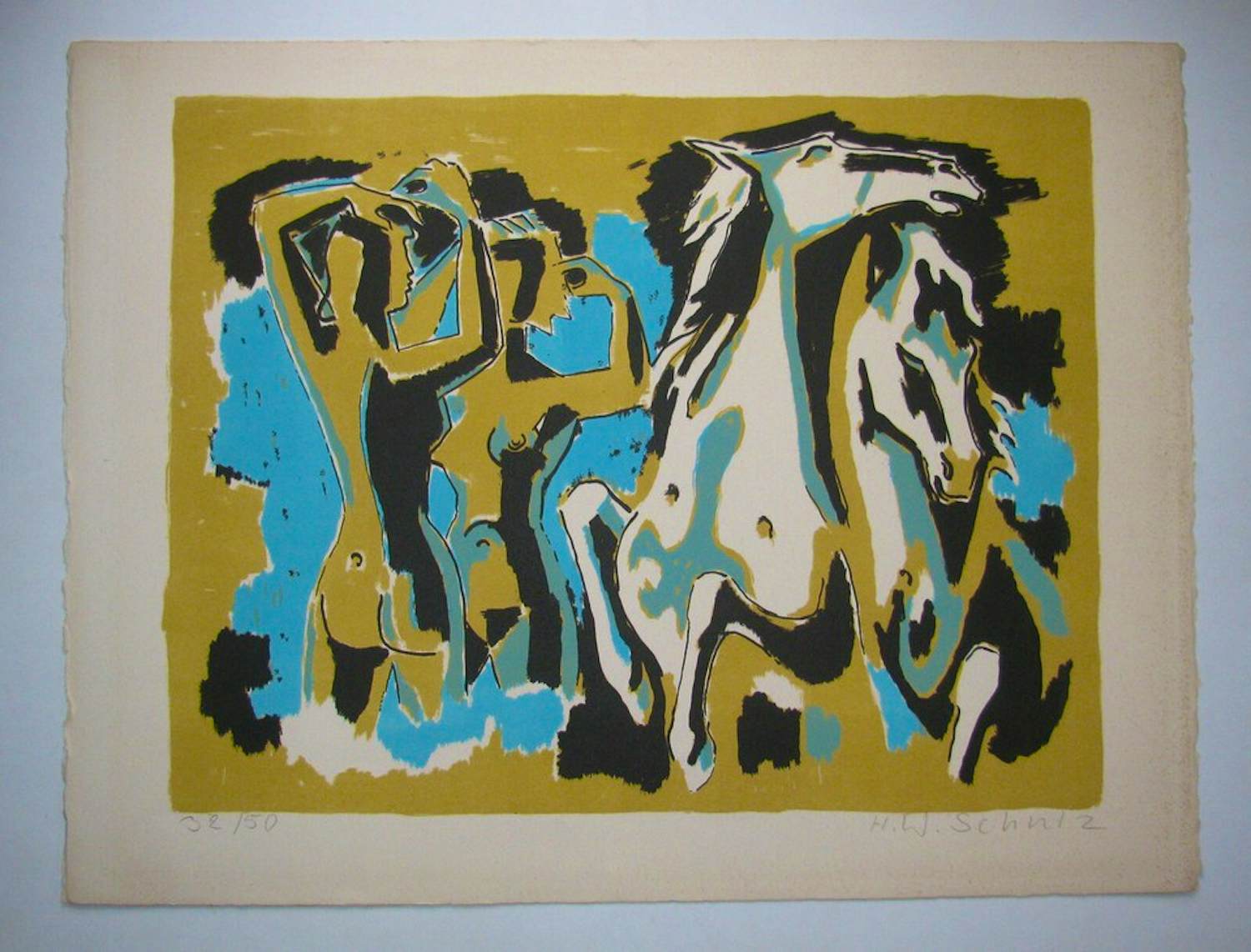 Hans Wolfgang SCHULZ - PFERDE und MÄDCHEN , 1957 signiert kopen? Bied vanaf 150!
