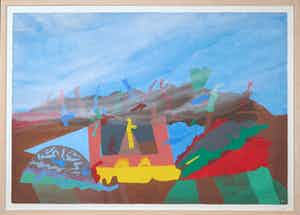 Henri Plaat - Gouache, Zonder titel - Ingelijst (Groot) verkocht voor € 1!