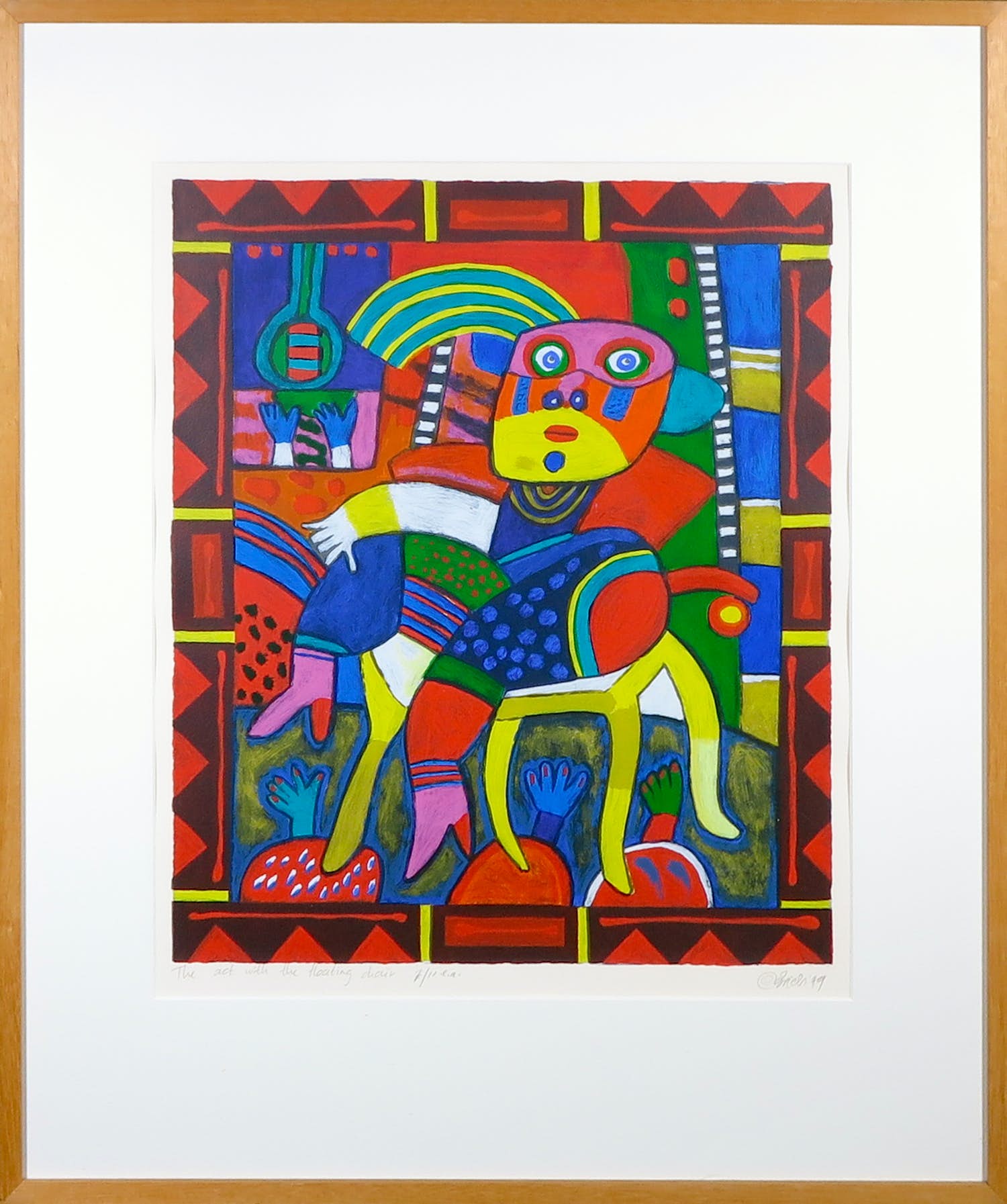 Clemens Briels - Zeefdruk, Act with the floating chair - Ingelijst verkocht voor € 50!