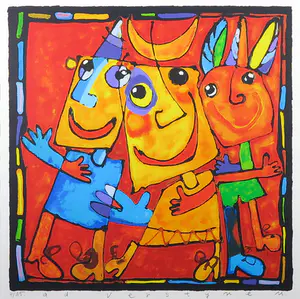 Ad Verstijnen - Zeefdruk, Indianenverhalen - Ingelijst kopen? Bied vanaf 1!