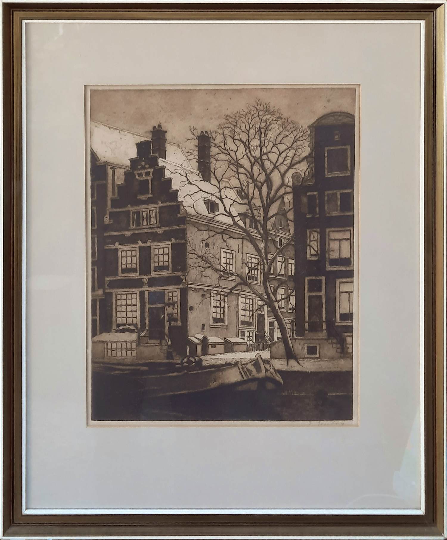Frans Everbag - ets: Herengracht - ingelijst - 25615 verkocht voor € 85!