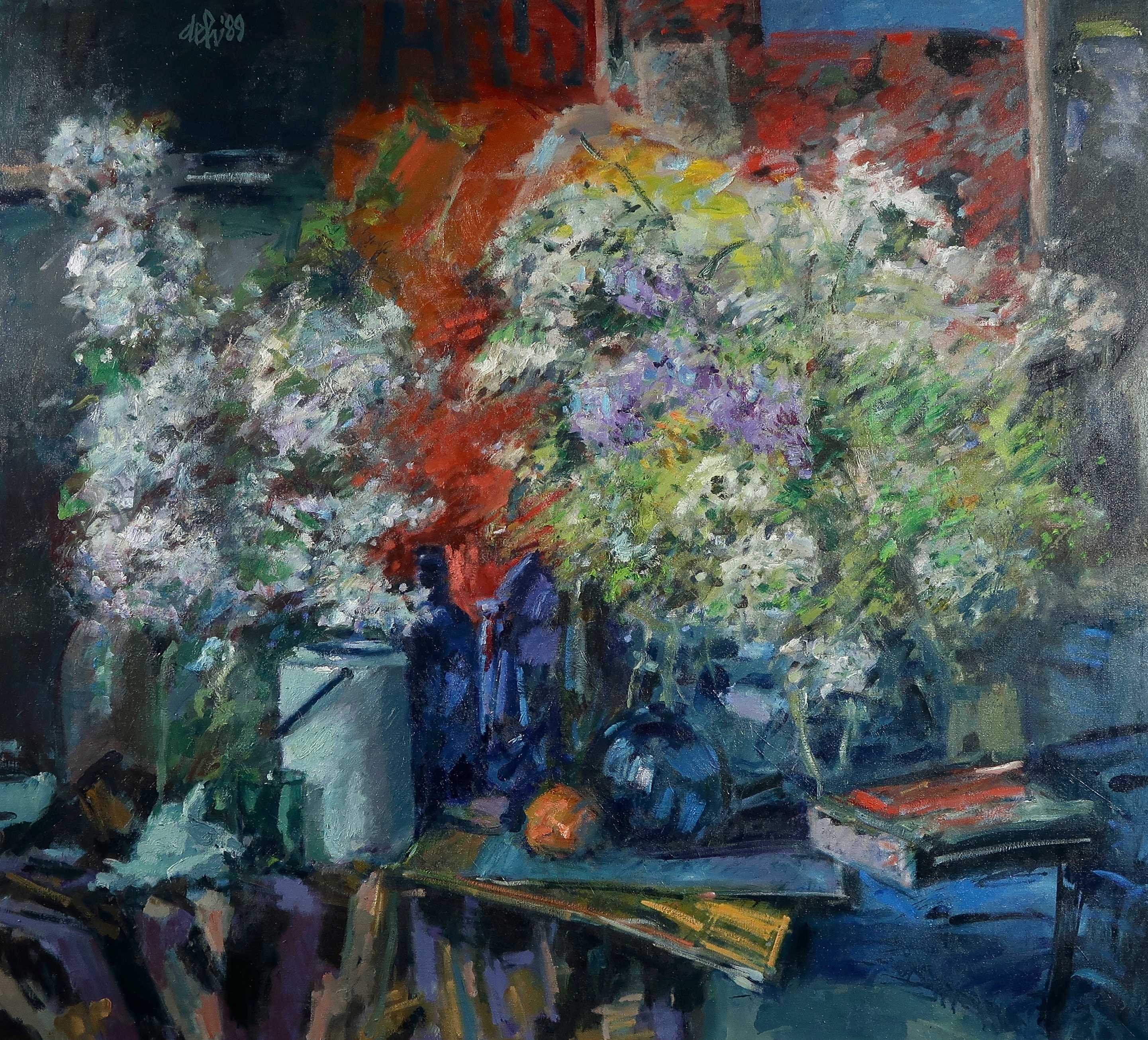 Toon de Haas - Olieverf op doek, Stilleven met bloemen - Ingelijst (Zeer groot) kopen? Bied vanaf 650!