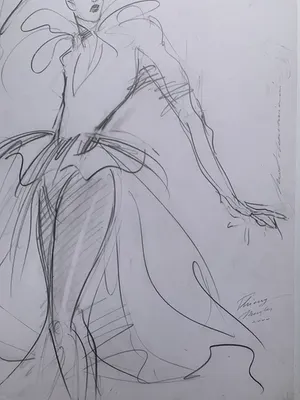 Henri Matchavariani - Henri Matchavariani: De jurk van Thierry Mugler - Grote pasteltekening - 2000 kopen? Bied vanaf 185!