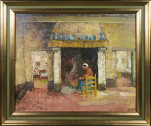 Leon Lommaert - Olieverf op paneel - Boeren Interieur - Ingelijst kaufen? Bieten Sie von 90!