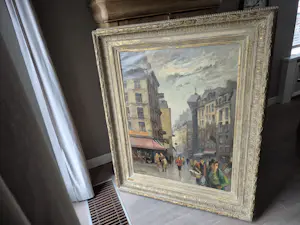 Jan Korthals - olie op doek - stadsaanzicht - gesigneerd l.o. kopen? Bied vanaf 1995!