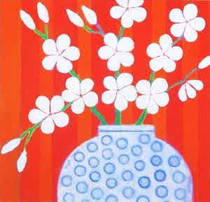 Mariska Meijers - Zeefdruk, Blossom and orange stripes verkocht voor € 1!