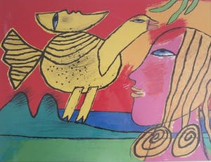 Corneille - La lune accompagne de L'oiseau - gesigneerde zeefdruk - épreuve d'artiste kopen? Bied vanaf 160!