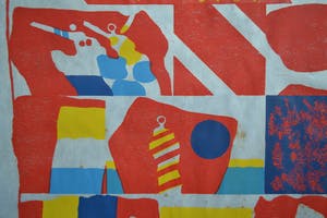 Jef Diederen - 'Rood' - Houtsnede op Japans papier. kopen? Bied vanaf 1!