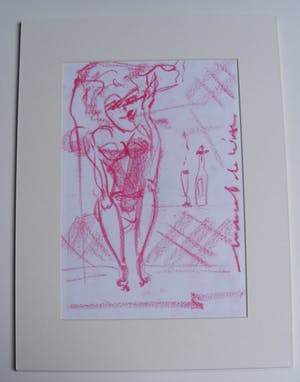 Niet of onleesbaar gesigneerd - dame met fles bubbels kopen? Bied vanaf 10!