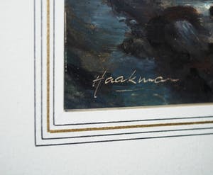 Dick Haakman - Huis in maanlicht aan een wilde rivier - olieverf kopen? Bied vanaf 75!