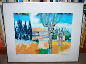 Willem Brauck - Frans landschap - ingelijste zeefdruk verkocht voor € 50!