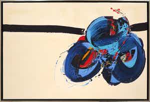 Arty Grimm - Olieverf op doek, Abstracte compositie - Ingelijst (Zeer groot) verkocht voor € 400!