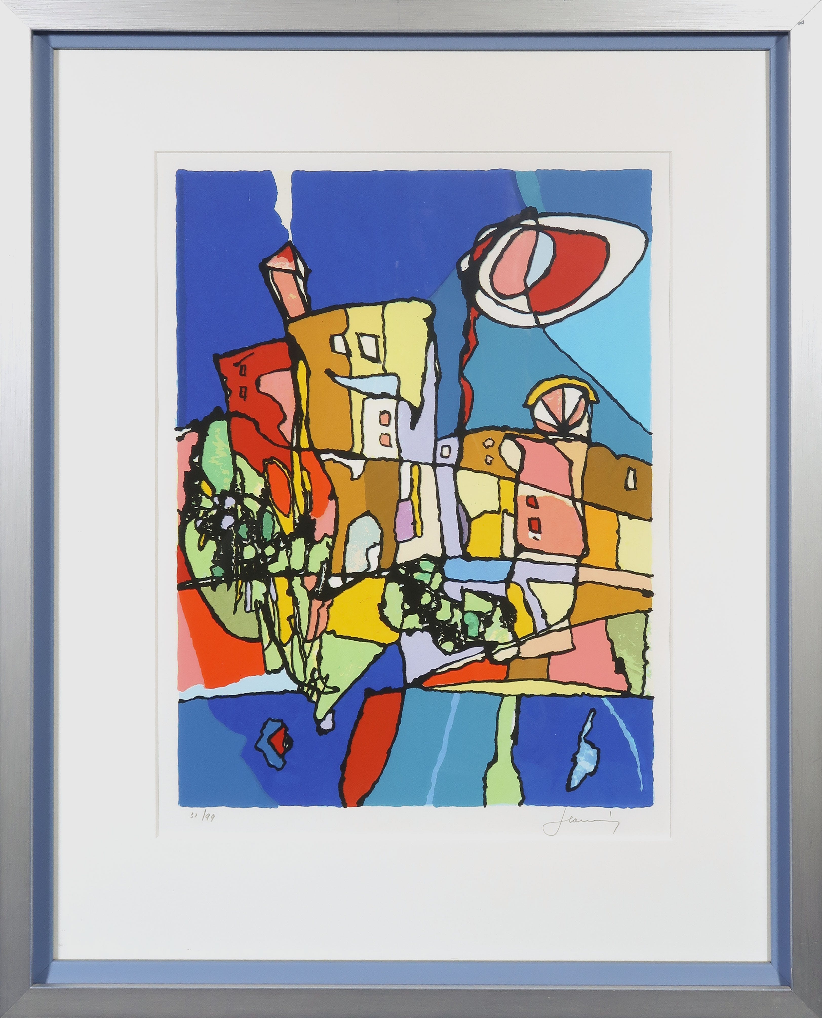 Niet of onleesbaar gesigneerd - Zeefdruk, Fantasie stad I - Ingelijst kopen? Bied vanaf 1!