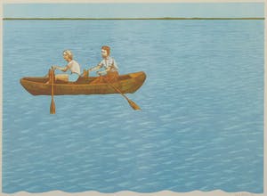 Aat Verhoog - Litho, Man en vrouw in een bootje - Ingelijst kopen? Bied vanaf 20!