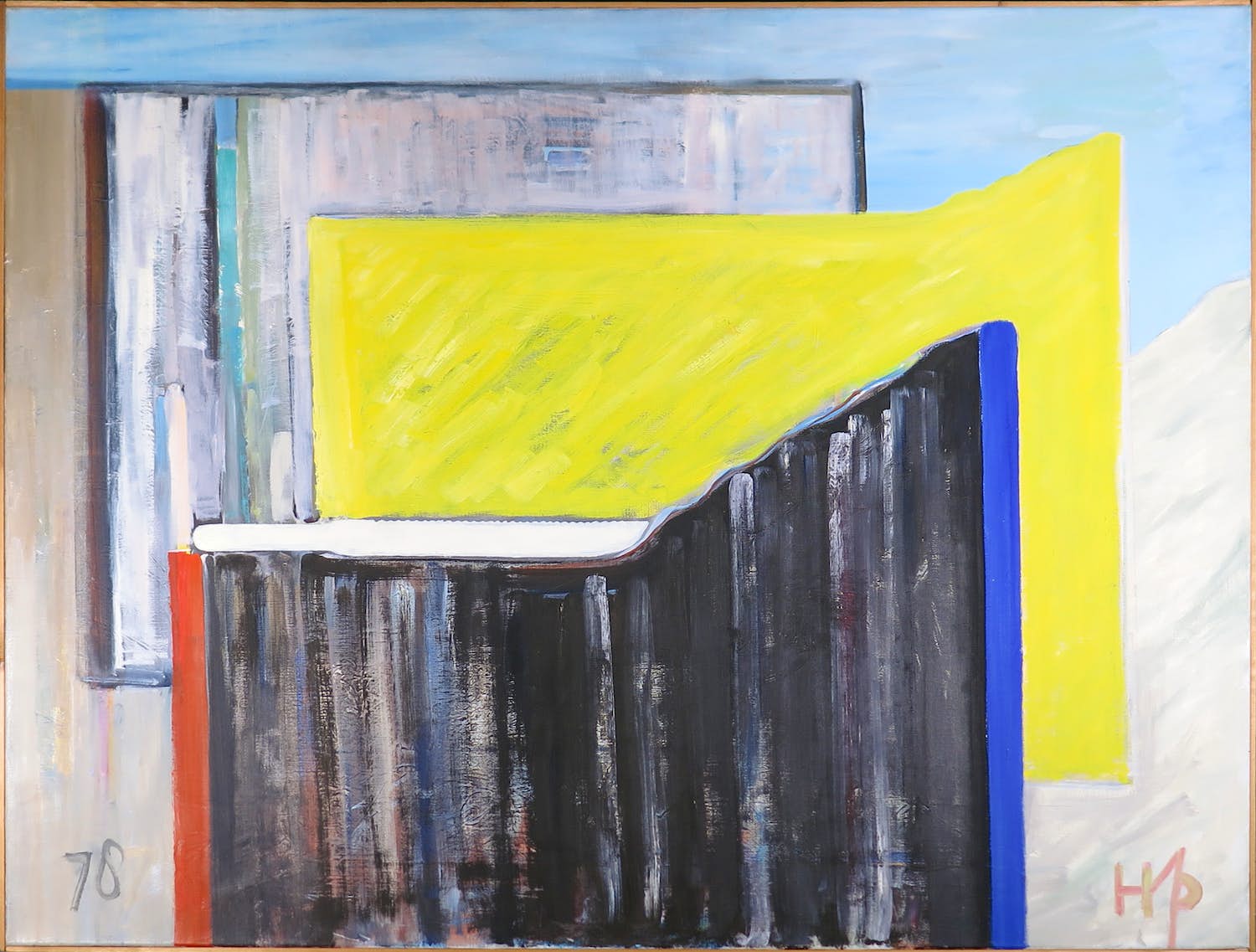 Hannes Postma - Olieverf op doek, Abstracte compositie (Zeer groot) verkocht voor € 100!