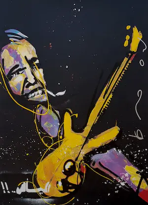 Herman Brood - De bassist, zeefdruk (netjes ingelijst, extreem zeldzaam, waarschijnlijk unica) kopen? Bied vanaf 495!