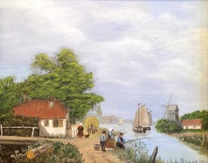 L. De Bruijn - Lentedag aan rivier - Olieverf op doek, Ingelijst kopen? Bied vanaf 35!