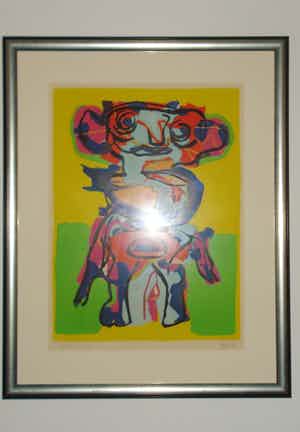 Karel Appel - Personnage (zeldzaam) mooi gelijst verkocht voor € 1250!