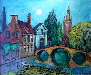 Niet of onleesbaar gesigneerd - Stadsgezicht kopen? Bied vanaf 75!