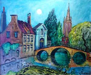 Niet of onleesbaar gesigneerd - Stadsgezicht verkocht voor € 75!