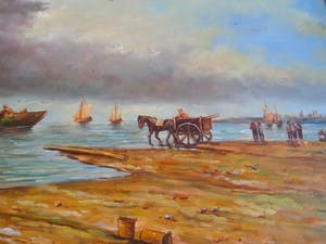 Niet of onleesbaar gesigneerd - Botters op het strand - Gesigneerd, P. Goossens kopen? Bied vanaf 10!