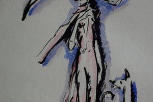 Kees van Dongen - Pochoir - Vrouw met hond - 1925 kopen? Bied vanaf 300!