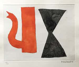 Klaas Gubbels - ets met aquarel ingekleurd ‘Soestdijk’ - 2014 verkocht voor € 275!