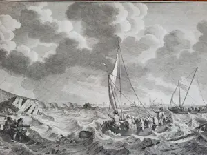 Noach van der Meer - Gezicht in de koekoek, bij Kampen, in de overstrooming, den 15den November 1775 kopen? Bied vanaf 50!