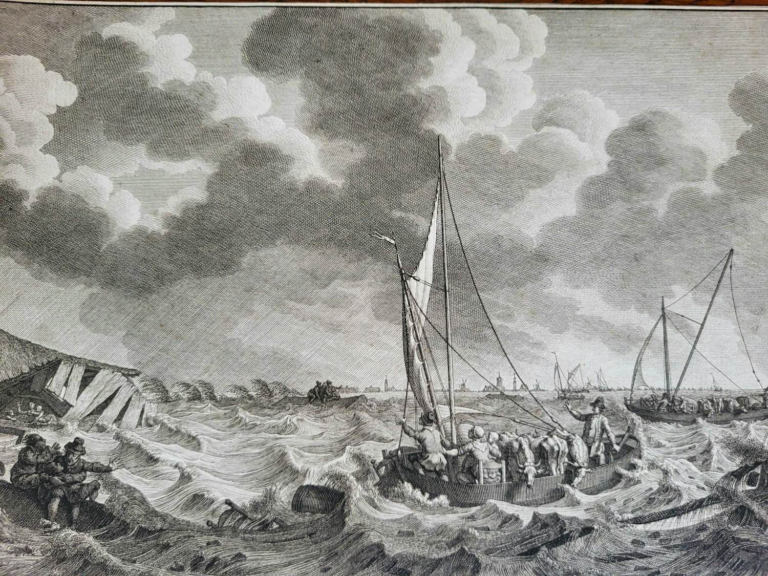 Noach van der Meer - Gezicht in de koekoek, bij Kampen, in de overstrooming, den 15den November 1775 kopen? Bied vanaf 50!