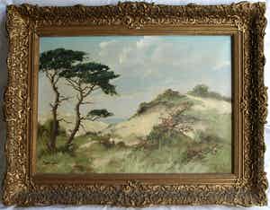 Peter Cox - Olieverf op doek , Duinlandschap – ingelijst – 70 x 90 cm verkocht voor € 200!