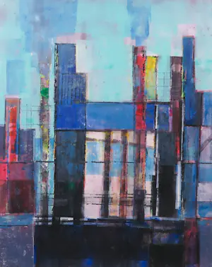 Klaas Boonstra - Olieverf op board, De stad - Ingelijst kopen? Bied vanaf 300!