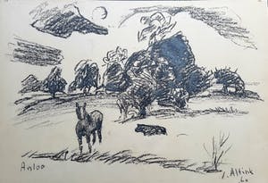Jan Altink - Houtskool op papier - Anloo 1960 kopen? Bied vanaf 350!