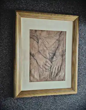 Henri Victor Le Fauconnier - Bergense school - kubistische houtskooltekening - circa 1920 - in mooie lijst vendu pour 84€ !