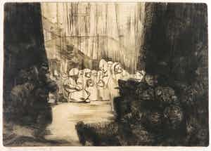 Jan van Eyk - Ets, Figuren in landschap verkocht voor € 35!