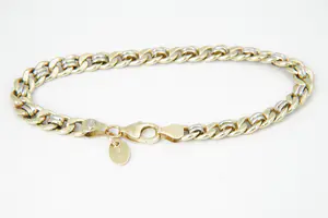 18 - Aparte 14Krt ged. gouden fantasie armband - gekeurd - zilveren ringetjes! kopen? Bied vanaf 110!