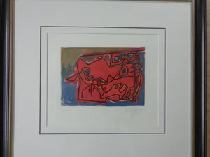 Corneille - ABSTRACTIE / KLEURETS / 83x91cm / KADER / SIG / 1988 / GROOT FORMAAT kopen? Bied vanaf 125!