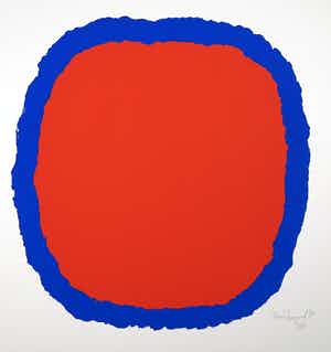 Bram Bogart - Zeefdruk, Compositie in rood en blauw verkocht voor € 250!