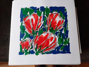 Ad van Hassel - Zeefdruk, Rode tulpen - 100 ex. kopen? Bied vanaf 50!