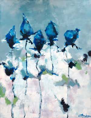 Carolina Paulussen - Acryl op doek, Rozen (Zeer groot) verkocht voor € 250!