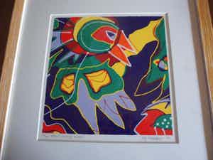 Marianne Naerebout - Zeefdruk. Titel, "Crossing Borders". verkocht voor € 40!