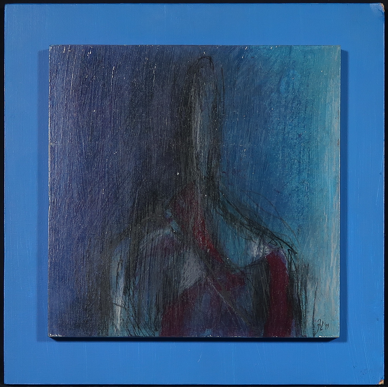 Joanne Zegers - Olieverf op paneel, Figuur blauwe ruimte  kopen? Bied vanaf 1!