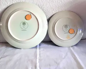 Villeroy en Boch - 2erSet Wandteller Keramik Serie Paon Pfauenmotiv Mettlacher Kupferstich 70er J. kaufen? Bieten Sie von 20!