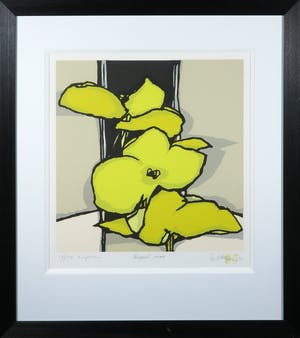 Fon Klement - Boardsnede, Bouquet jaune - Ingelijst kopen? Bied vanaf 100!