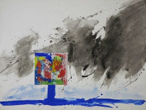 Jef Diederen - Gemengde techniek op papier, Boompje kopen? Bied vanaf 160!